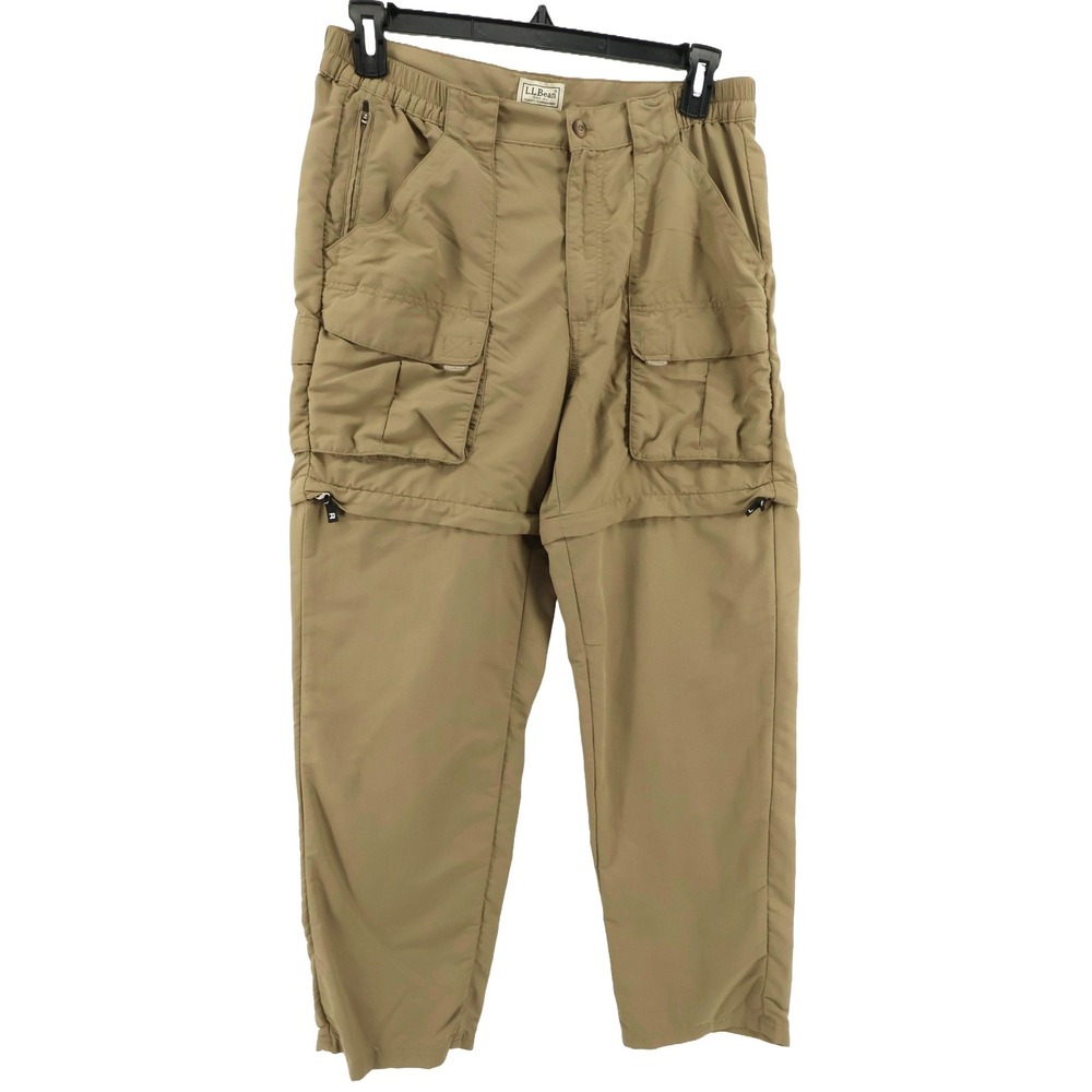 LL Bean Mens Convertible Cargo Pants Medium Hiking Outdoor Zip‎ Off Mesh Liner